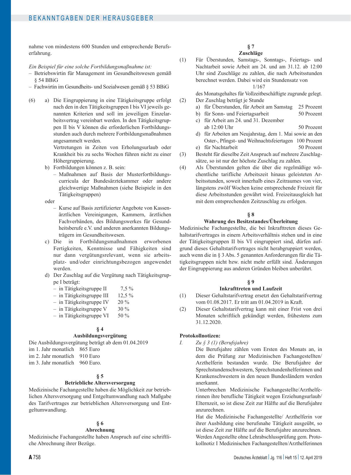 Vorschauseite 3: Gehaltstarifvertrag für Medizinische Fachangestellte/Arzthelferinnen