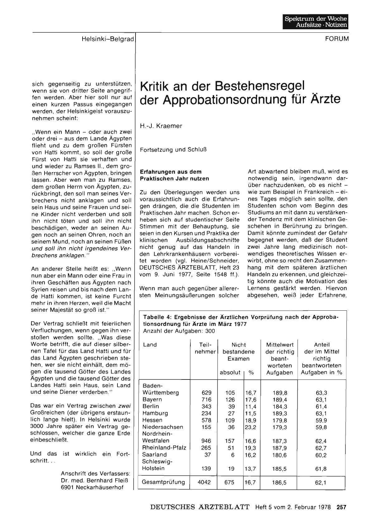 Vorschauseite 1: Kritik an der Bestehensregel der Approbationsordnung für Ärzte