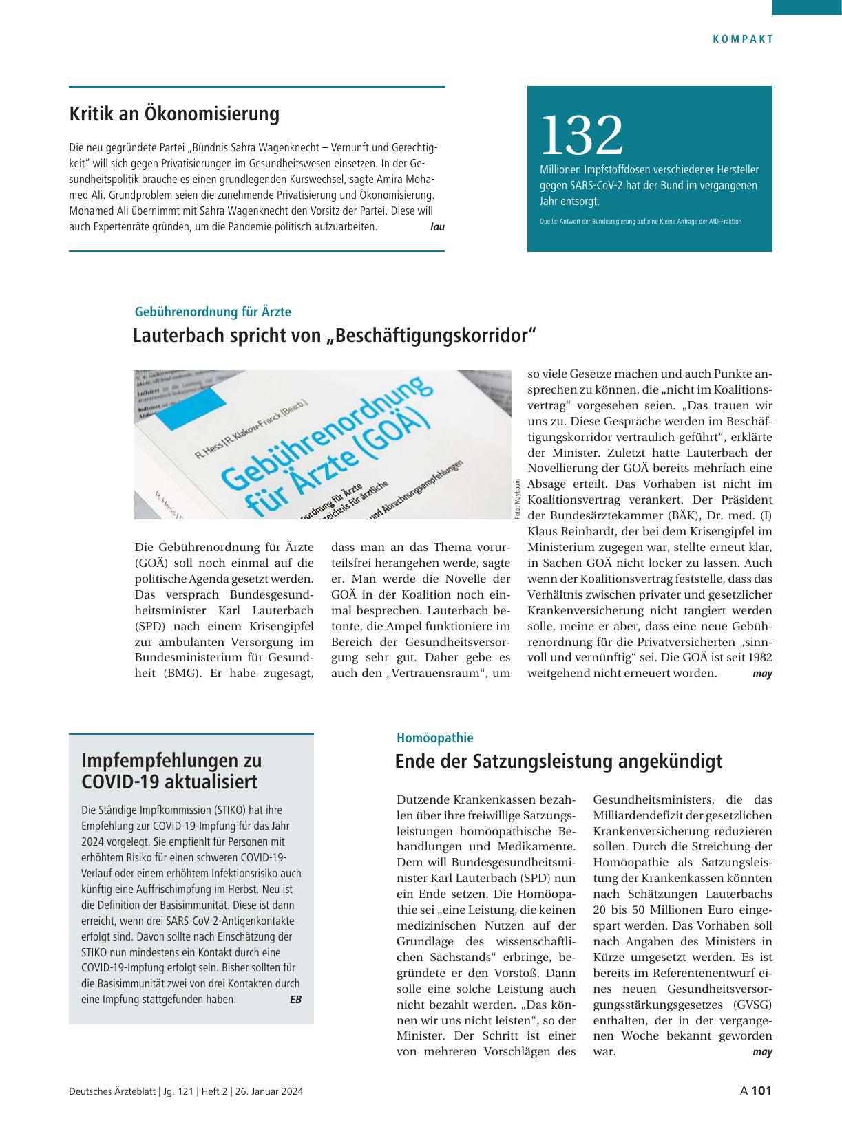 Vorschauseite 1: Impfempfehlungen zu COVID-19 aktualisiert