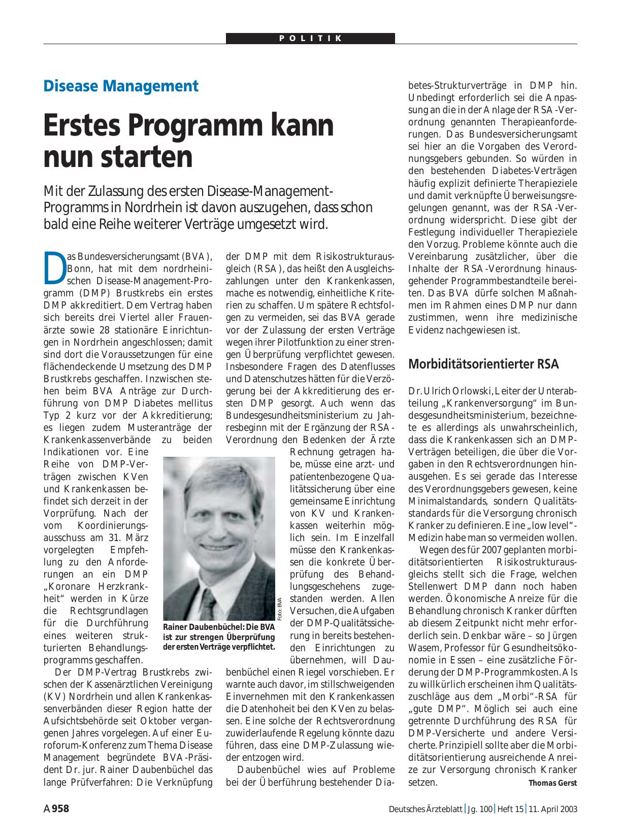 Vorschauseite 1: Disease Management: Erstes Programm kann nun starten