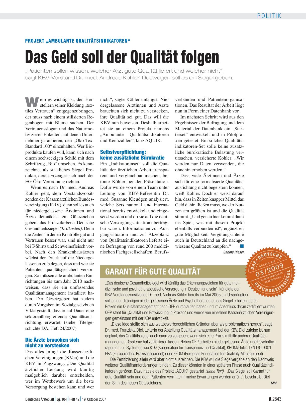 Vorschauseite 1: Garant für gute Qualität