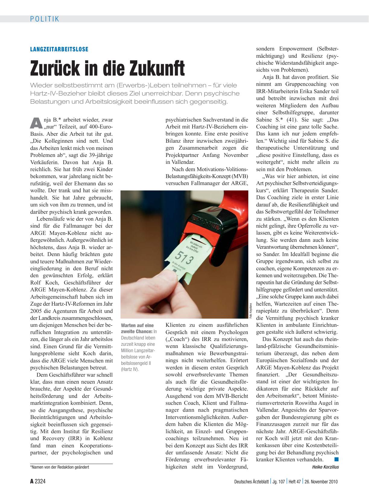 Vorschauseite 1: Langzeitarbeitslose: Zurück in die Zukunft