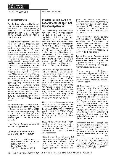 Vorschauseite 1: Praxisform und Zahl der Laboruntersuchungen bei Hochdruckpatienten