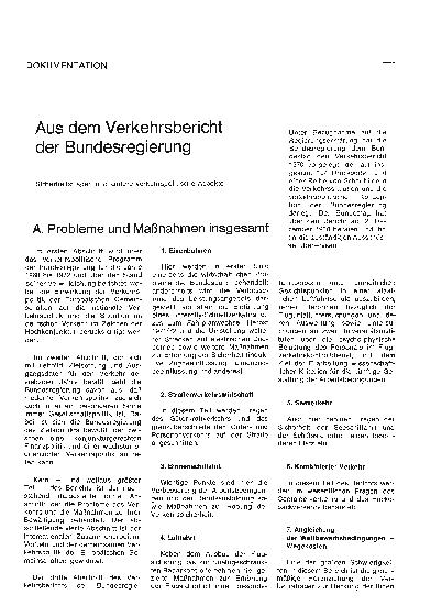 Vorschauseite 1: Aus dem Verkehrsbericht der Bundesregierung