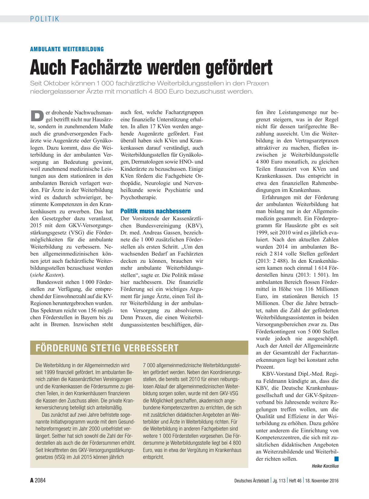 Vorschauseite 1: Ambulante Weiterbildung: Auch Fachärzte werden gefördert