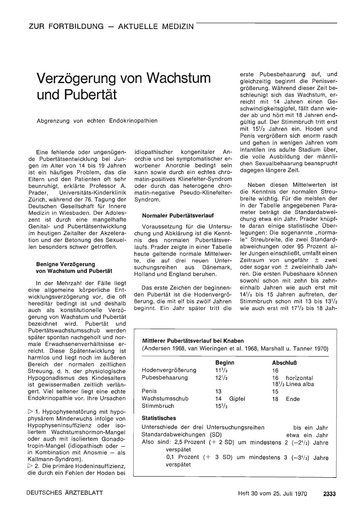 Vorschauseite 1: Verzögerung von Wachstum und Pubertät