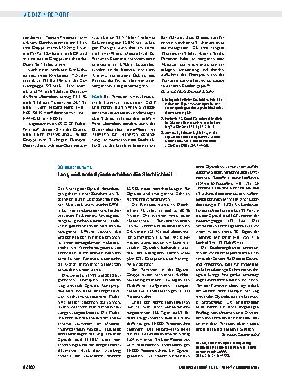 Vorschauseite 1: Schmerztherapie: Lang wirkende Opiode erhöhen die Sterblichkeit