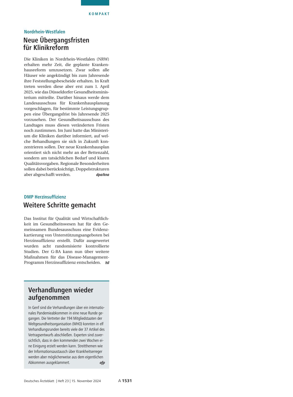 Vorschauseite 1: Verhandlungen wieder aufgenommen.