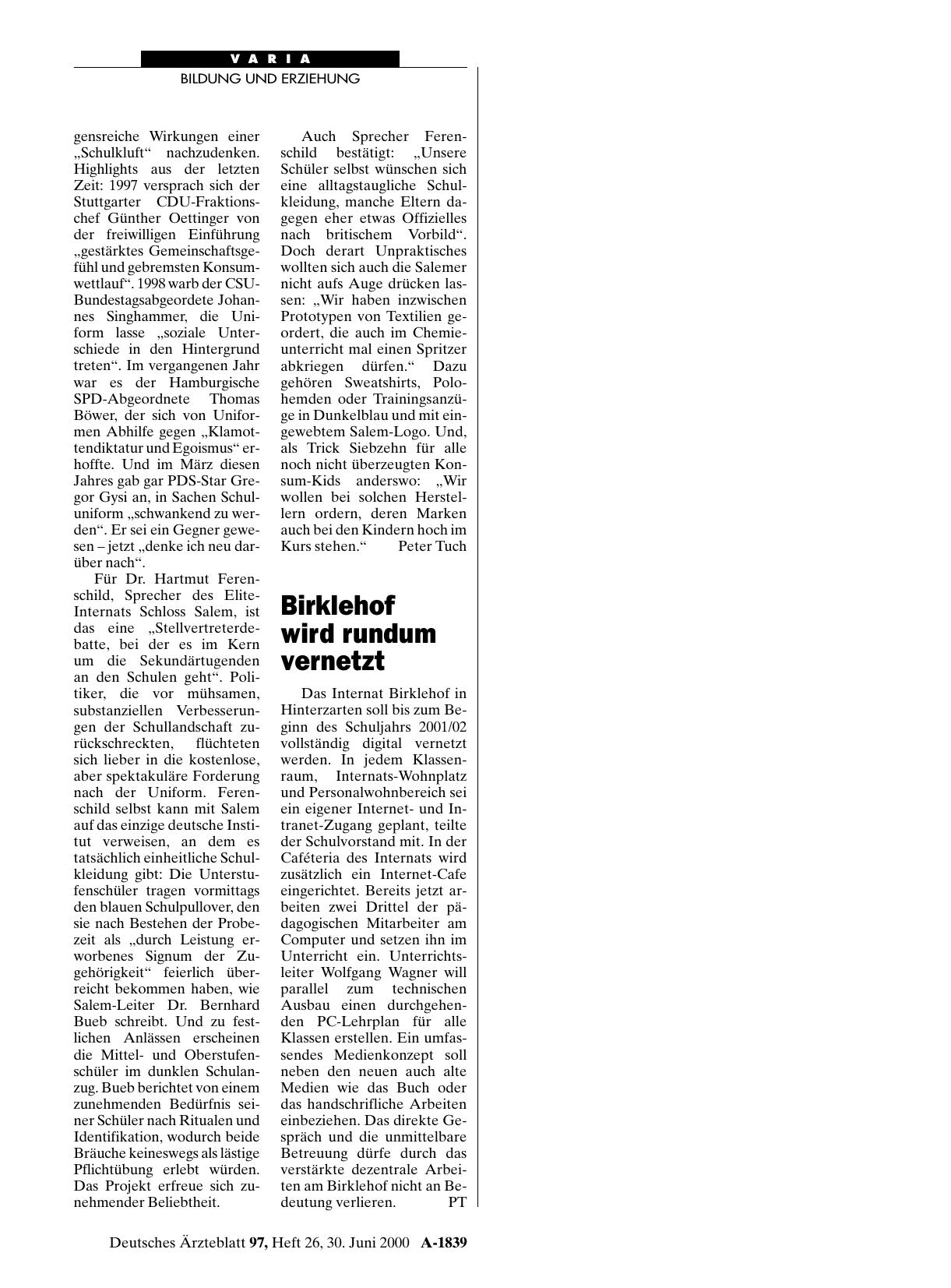 Vorschauseite 1: Birklehof wird rundum vernetzt