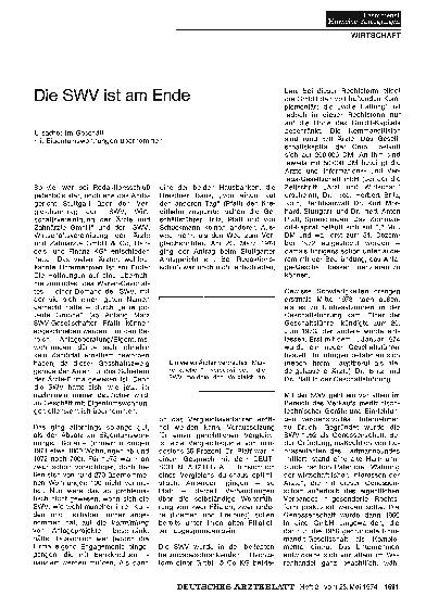 Vorschauseite 1: Die SWV ist am Ende