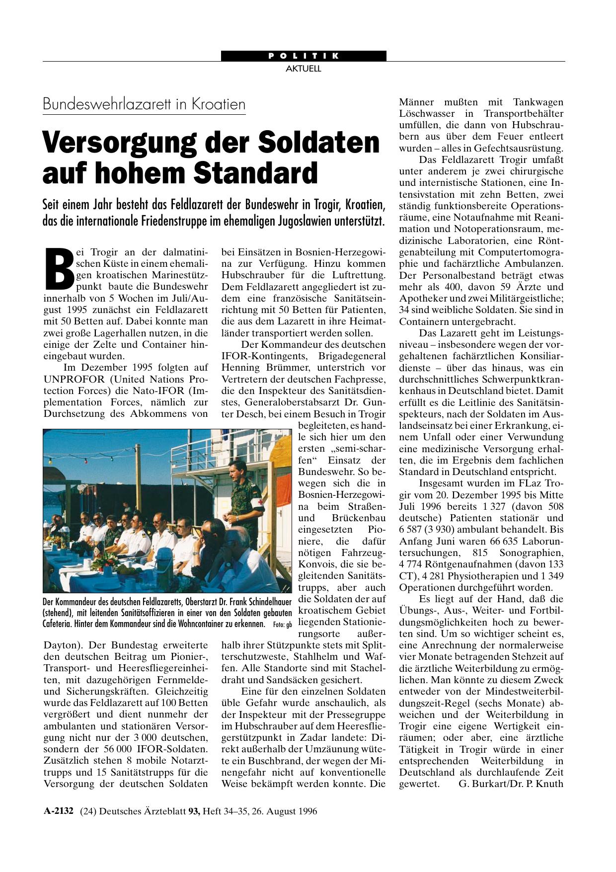 Vorschauseite 1: Bundeswehrlazarett in Kroatien: Versorgung der Soldaten auf hohem Standard