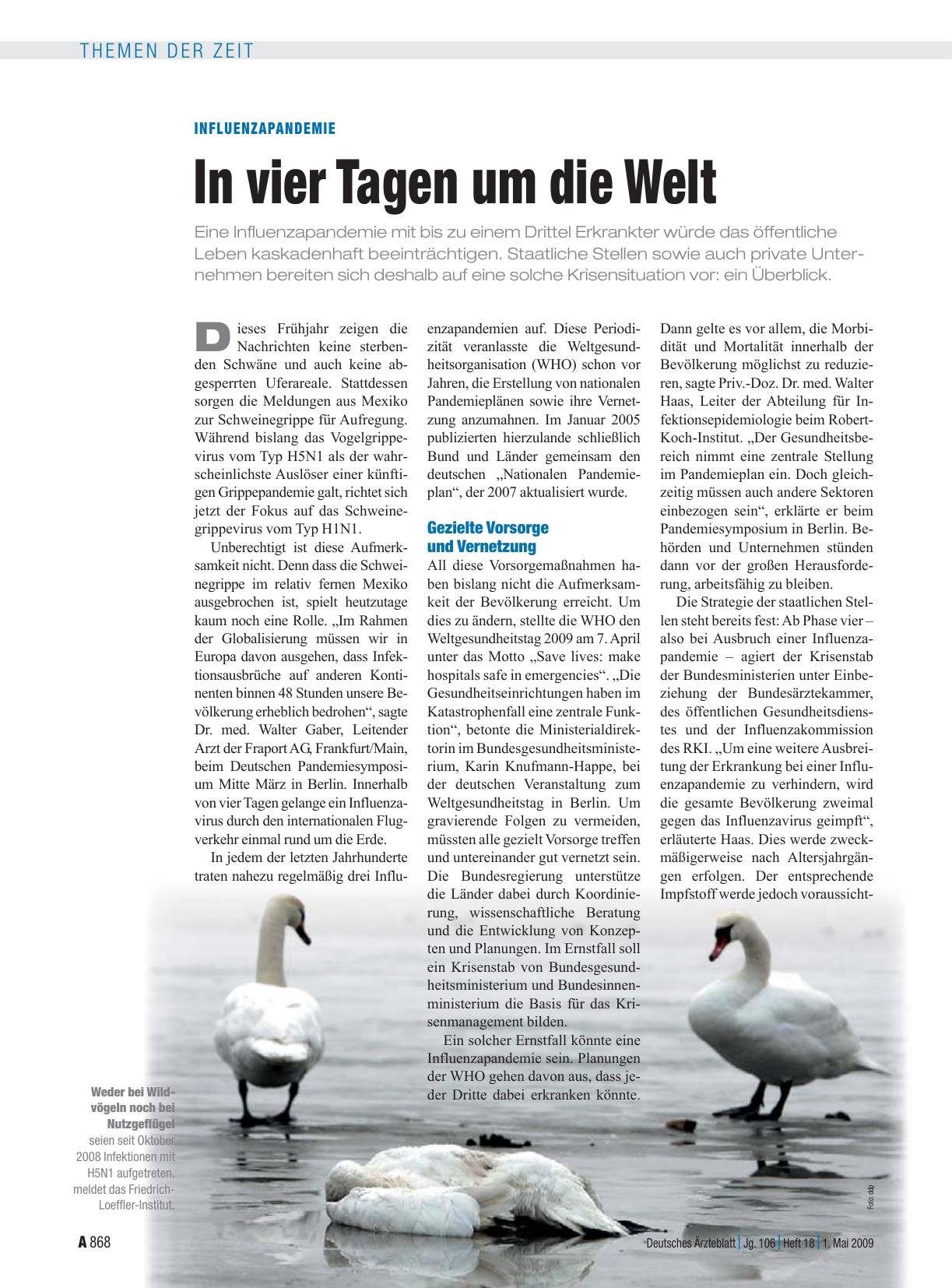 Vorschauseite 1: Influenzapandemie: In vier Tagen um die Welt