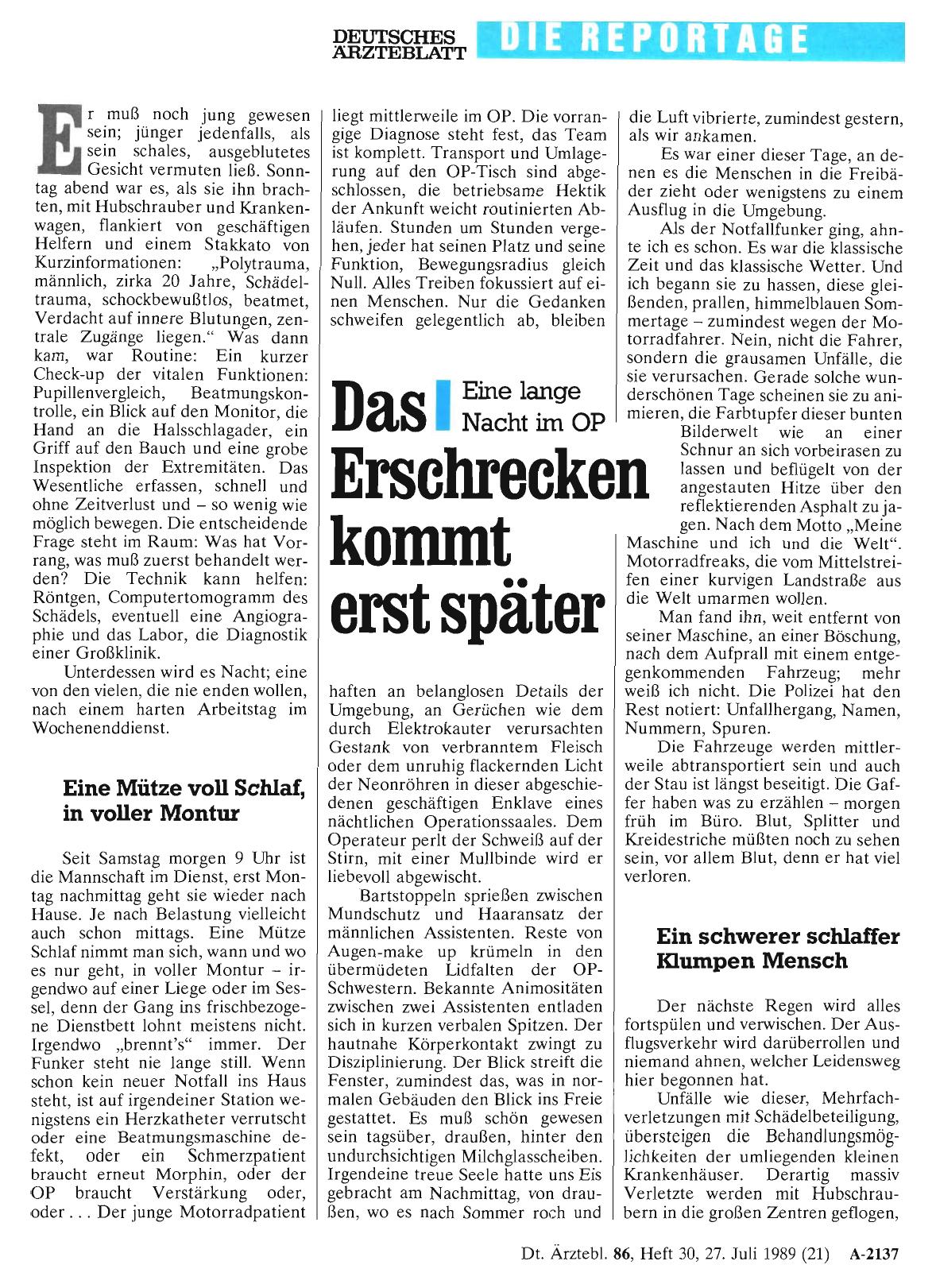 Vorschauseite 1: Eine lange Nacht im OP: Das Erschrecken kommt erst später