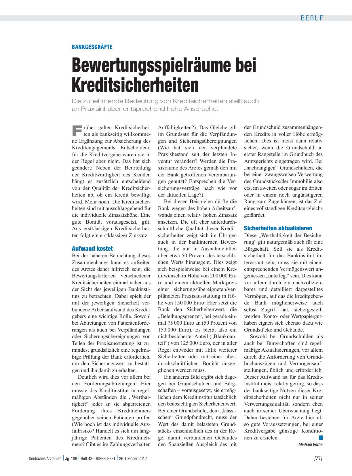 Vorschauseite 1: Bankgeschäfte: Bewertungsspielräume bei Kreditsicherheiten