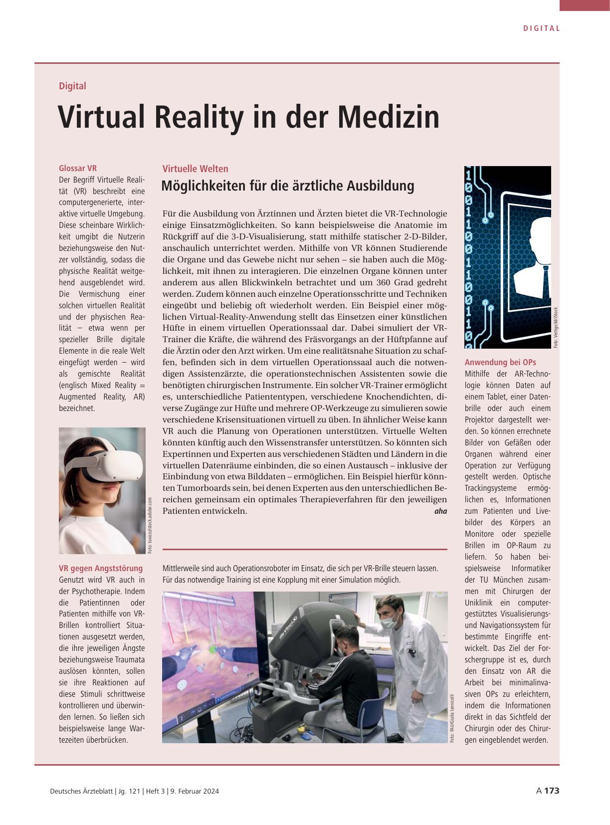 Vorschauseite 1: Digital: Virtual Reality in der Medizin
