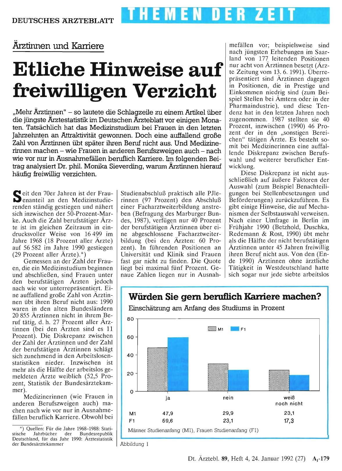 Vorschauseite 1: Ärztinnen und Karriere: Etliche Hinweise auf freiwilligen Verzicht