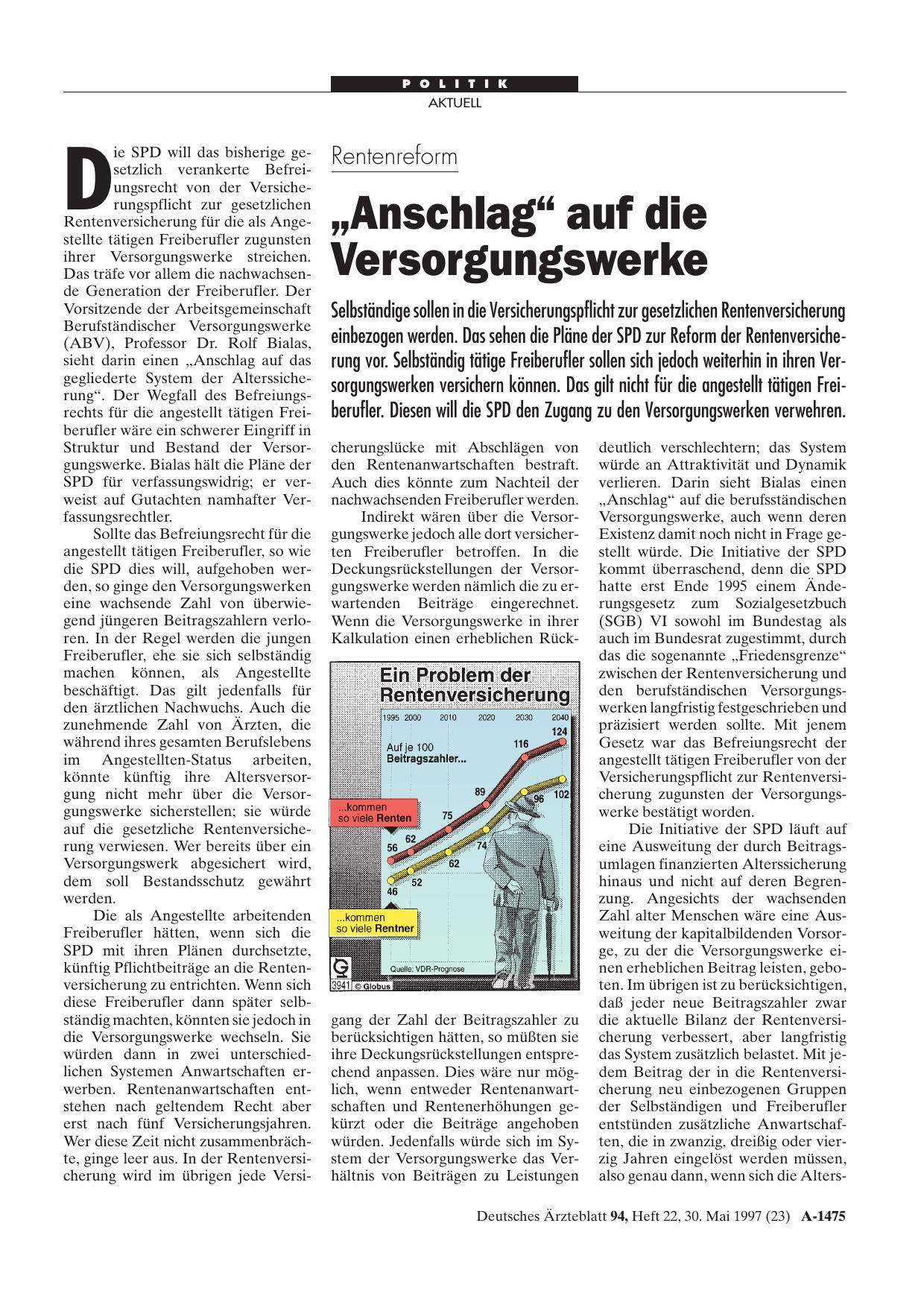 Vorschauseite 1: Rentenreform: „Anschlag“ auf dieVersorgungswerke