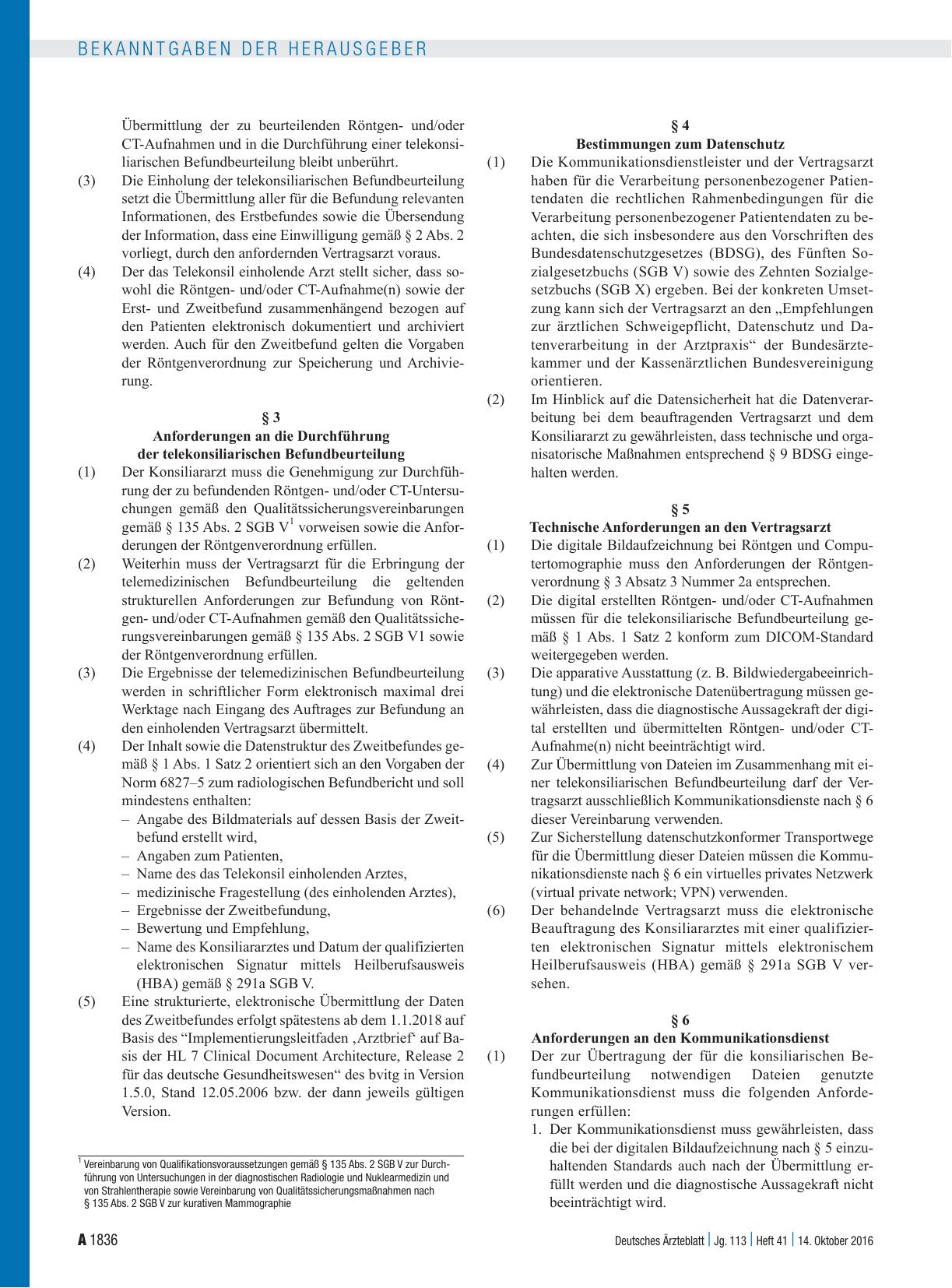 Vorschauseite 2: Vereinbarung über die Anforderungen an die technischen Verfahren zur telemedizinischen Erbringung der konsiliarischen Befund beurteilung von Röntgenaufnahmen in der vertragsärztli…