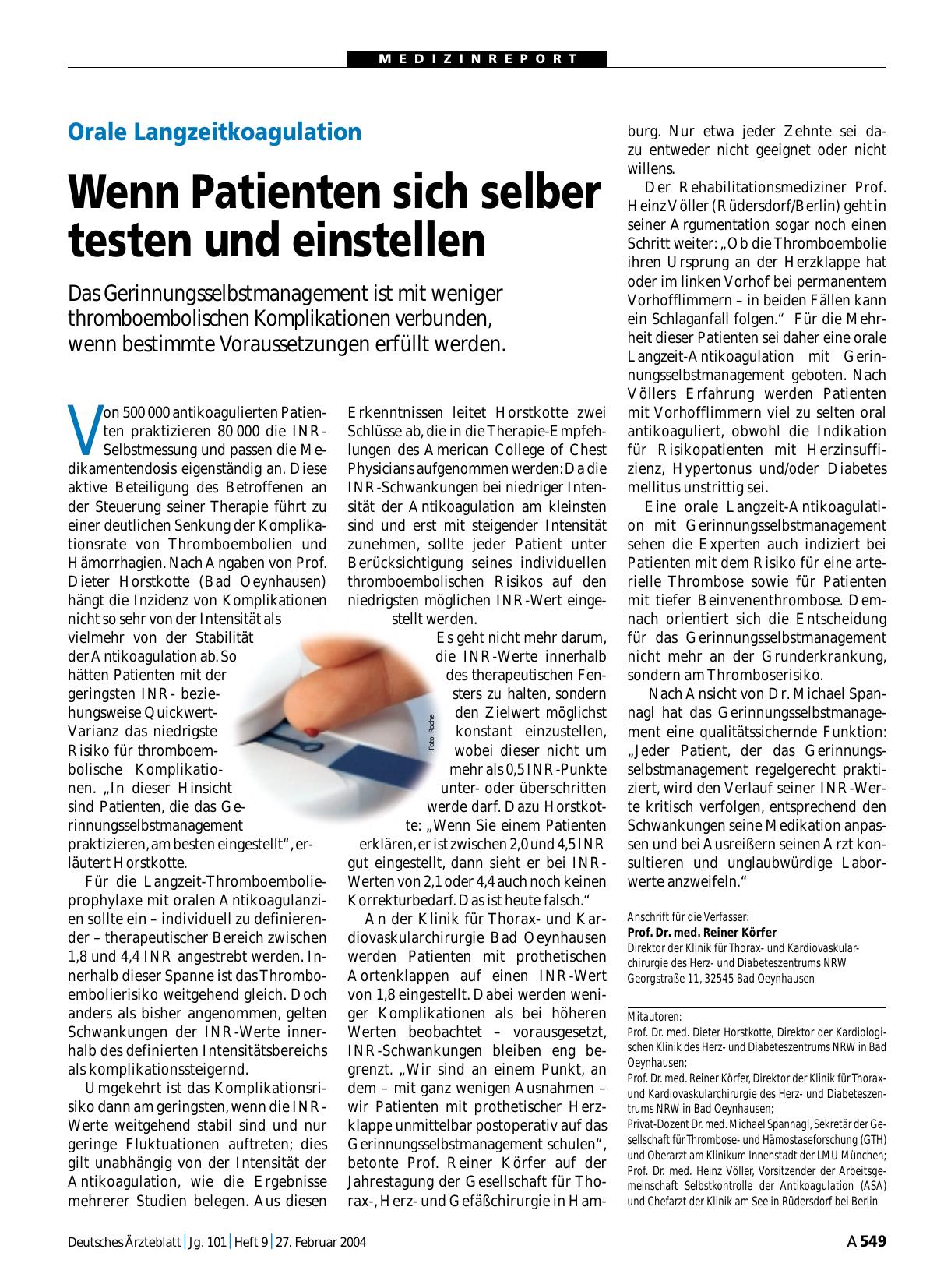Vorschauseite 1: Orale Langzeitkoagulation: Wenn Patienten sich selber testen und einstellen