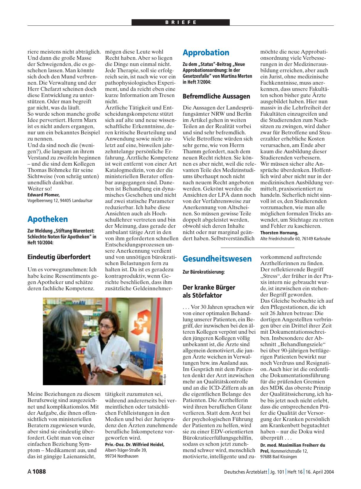 Vorschauseite 1: Approbation: Befremdliche Aussagen