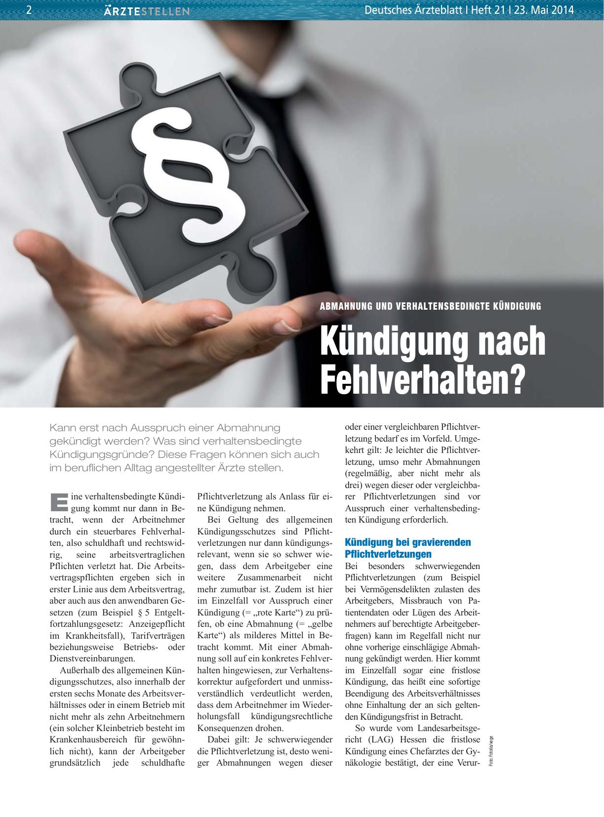 Vorschauseite 1: Abmahnung und verhaltensbedingte Kündigung: Kündigung nach Fehlverhalten?