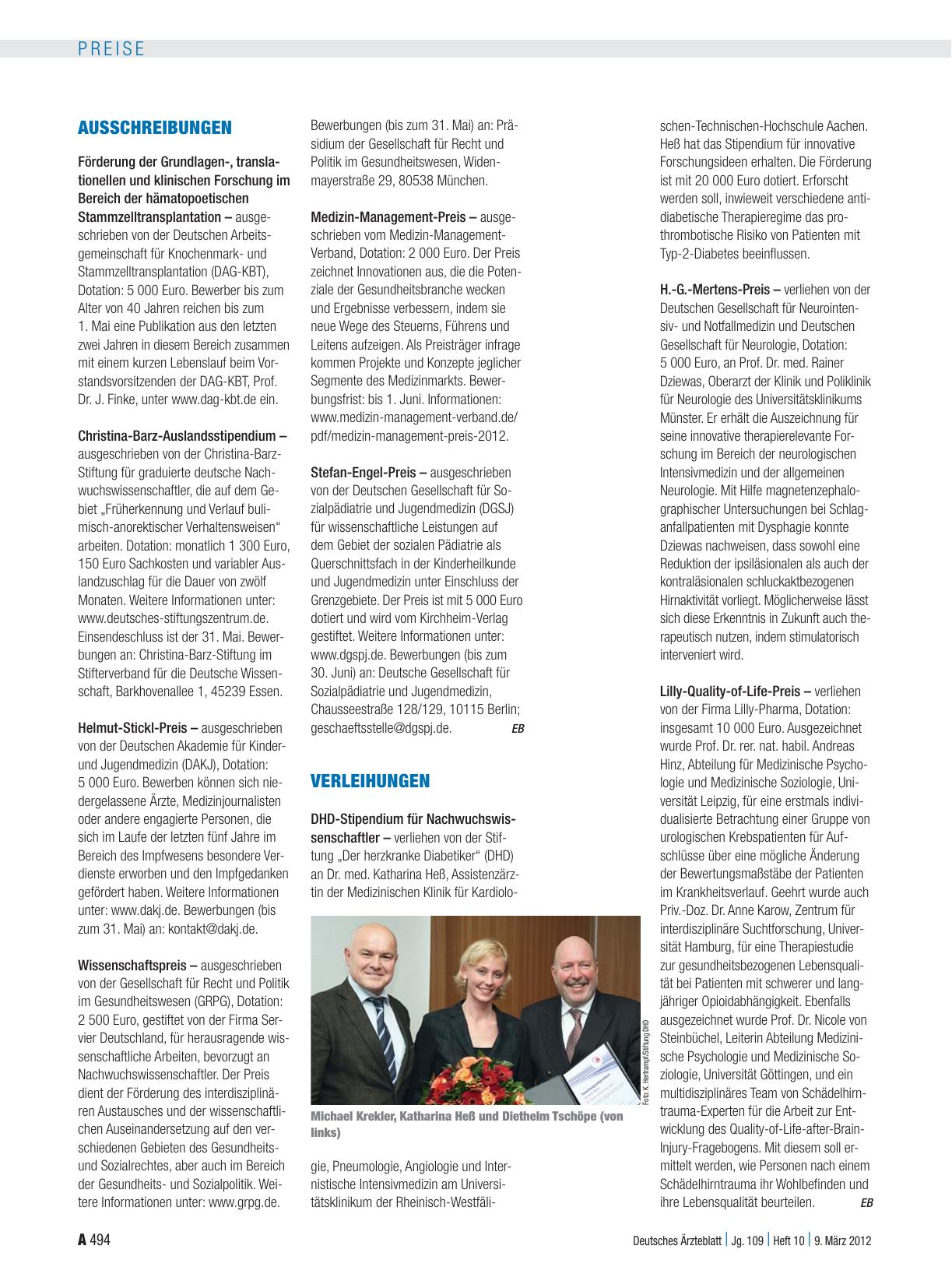 Vorschauseite 1: Verleihungen