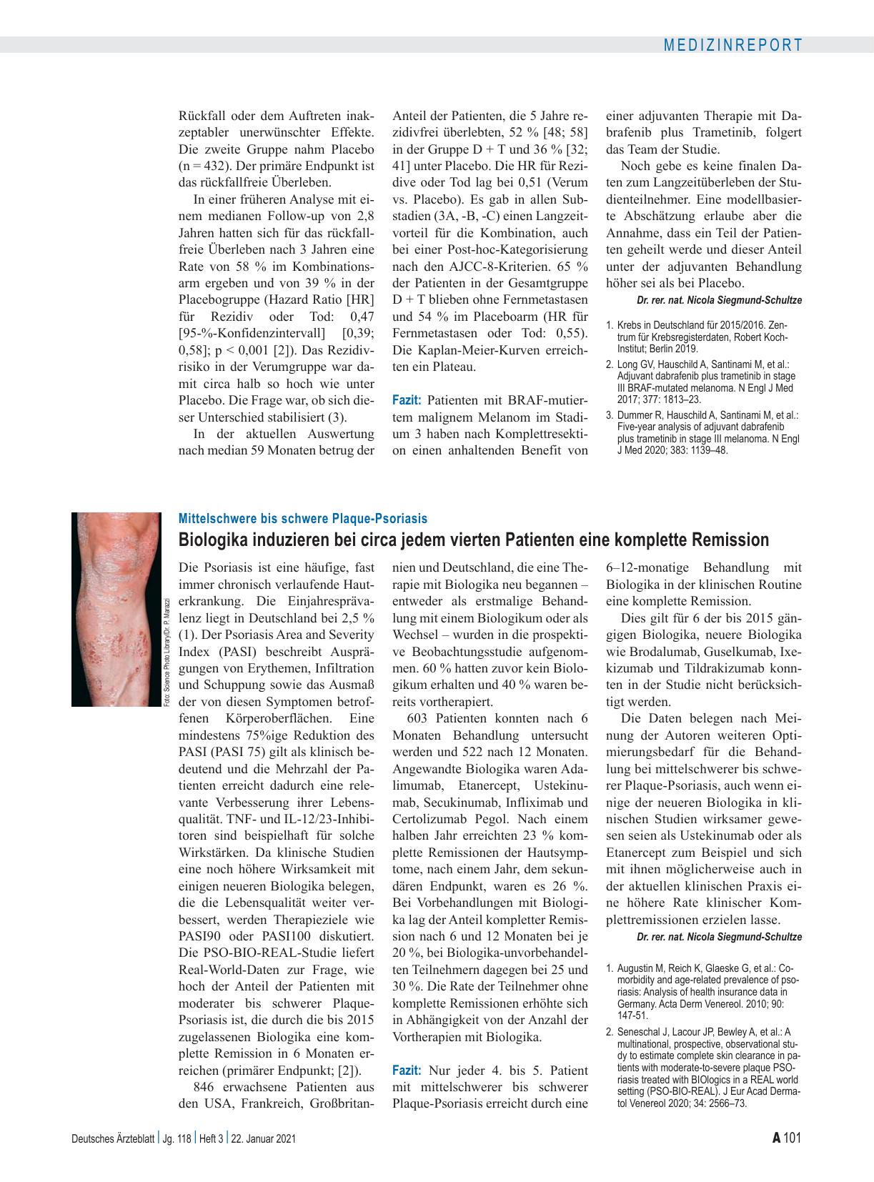 Vorschauseite 1: Mittelschwere bis schwere Plaque-Psoriasis: Biologika induzieren bei circa jedem vierten Patienten eine komplette Remission