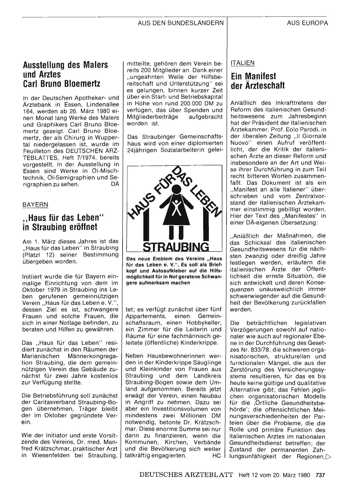 Vorschauseite 1: Italien: Ein Manifest der Ärzteschaft
