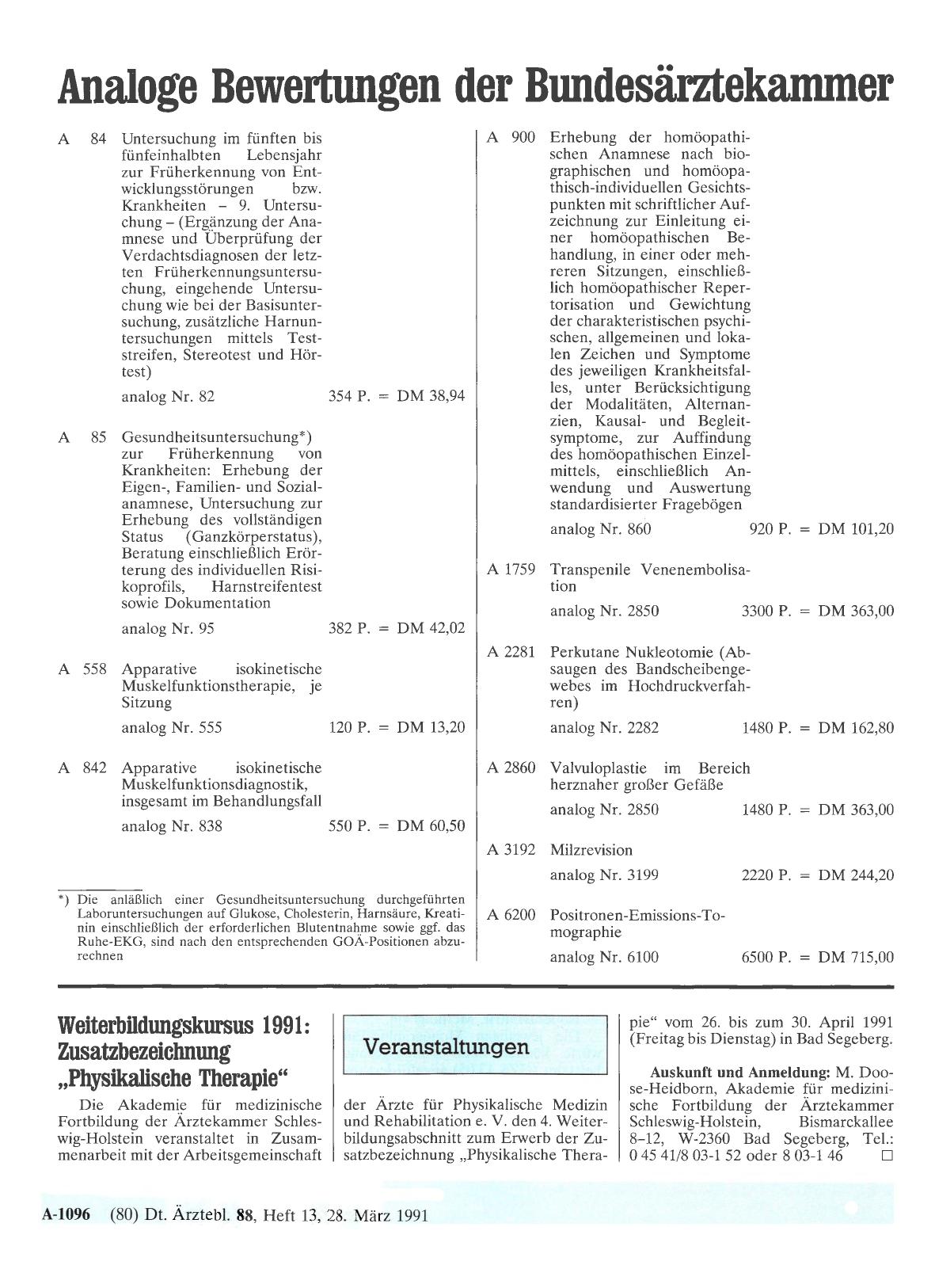 Vorschauseite 1: Analoge Bewertungen der Bundesärztekammer