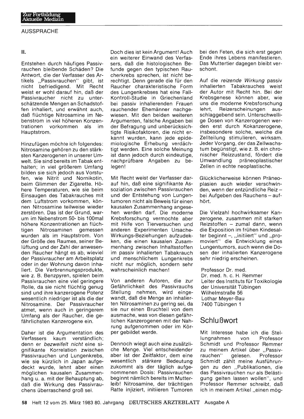 Vorschauseite 1: Passivrauchen: Schlußwort