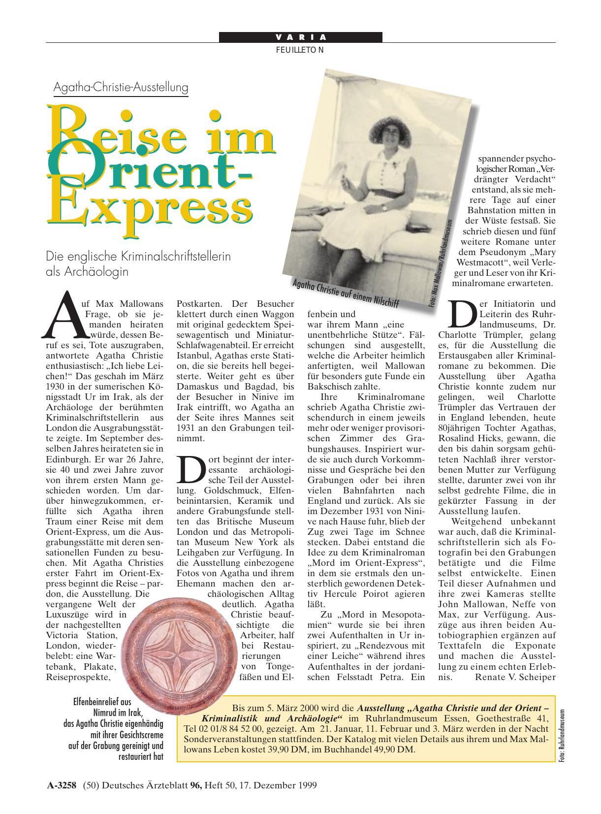 Vorschauseite 1: Agatha-Christie-Ausstellung: Reise im Orient-Express