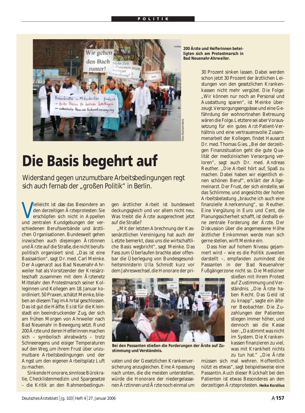 Vorschauseite 1: Die Basis begehrt auf: Widerstand gegen unzumutbare Arbeitsbedingungen regt sich auch fernab der „großen Politik“ in Berlin.