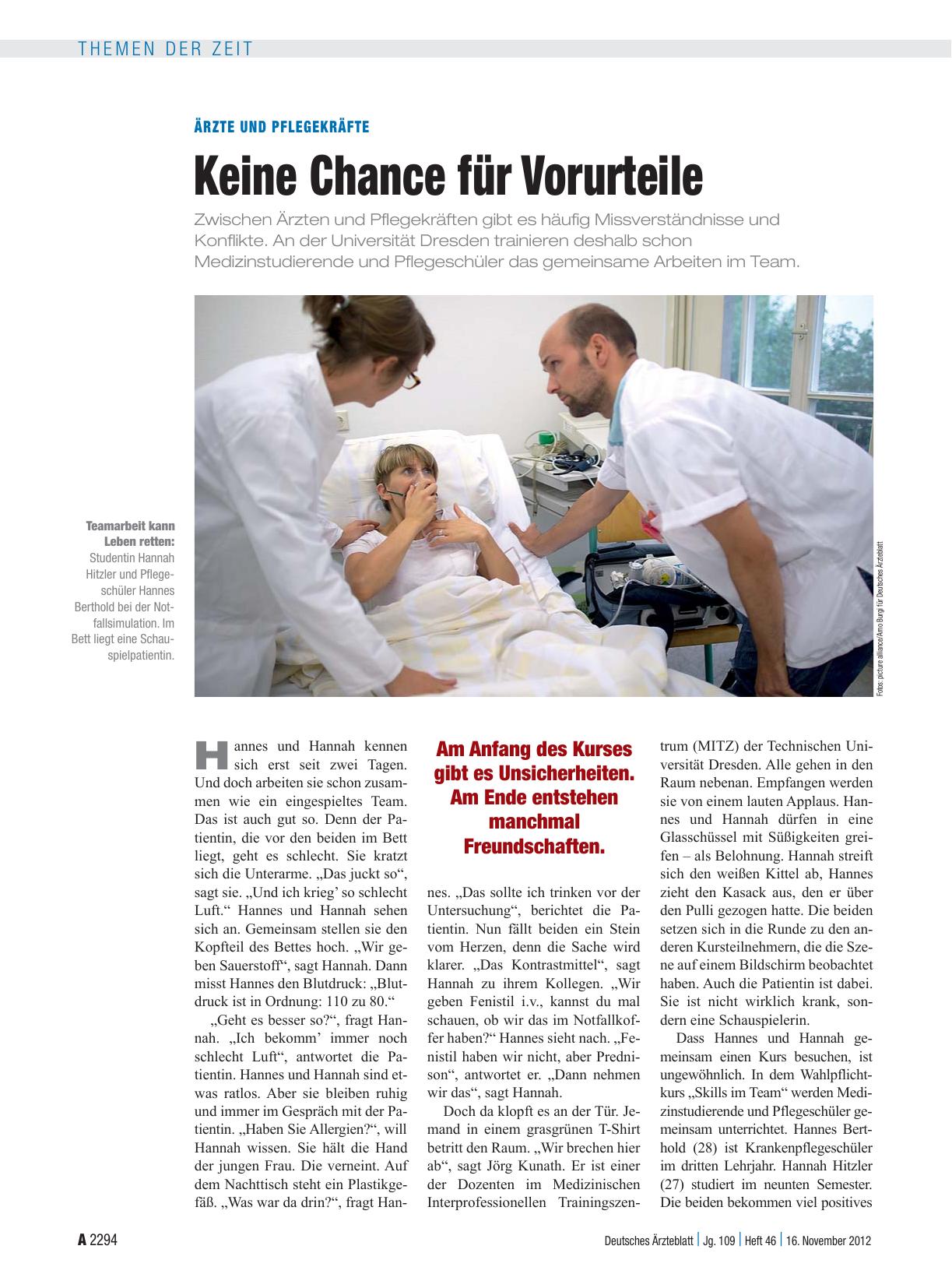 Vorschauseite 1: Ärzte und Pflegekräfte: Keine Chance für Vorurteile
