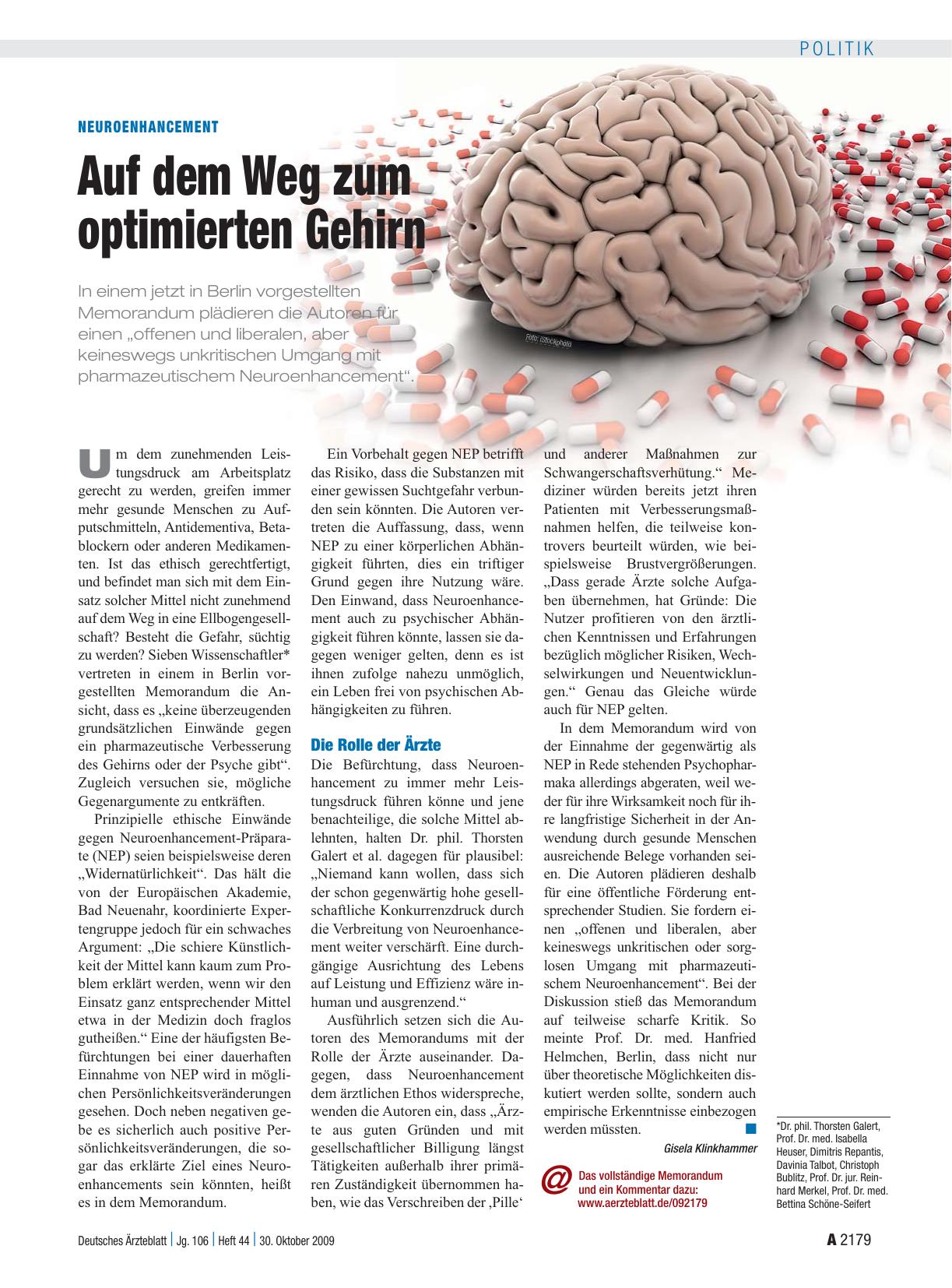Vorschauseite 1: Neuroenhancement: Auf dem Weg zum optimierten Gehirn
