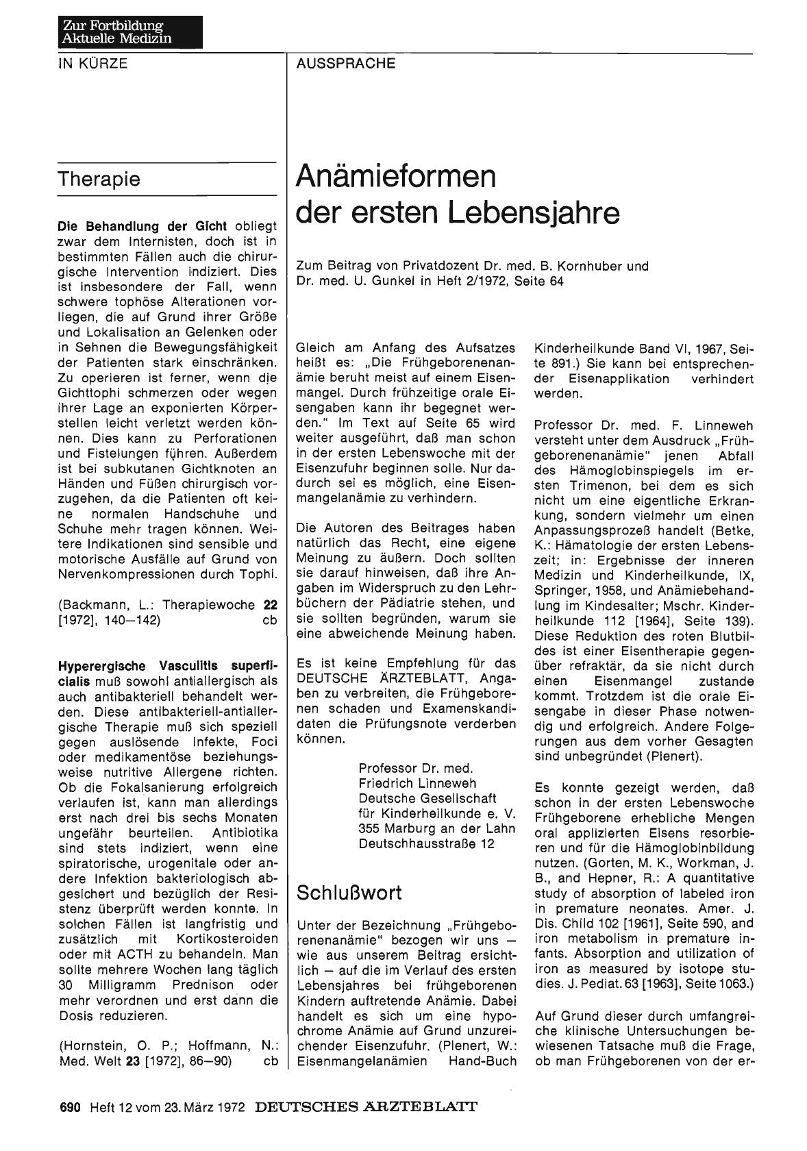 Vorschauseite 1: Anämieformen der ersten Lebensjahre: I.