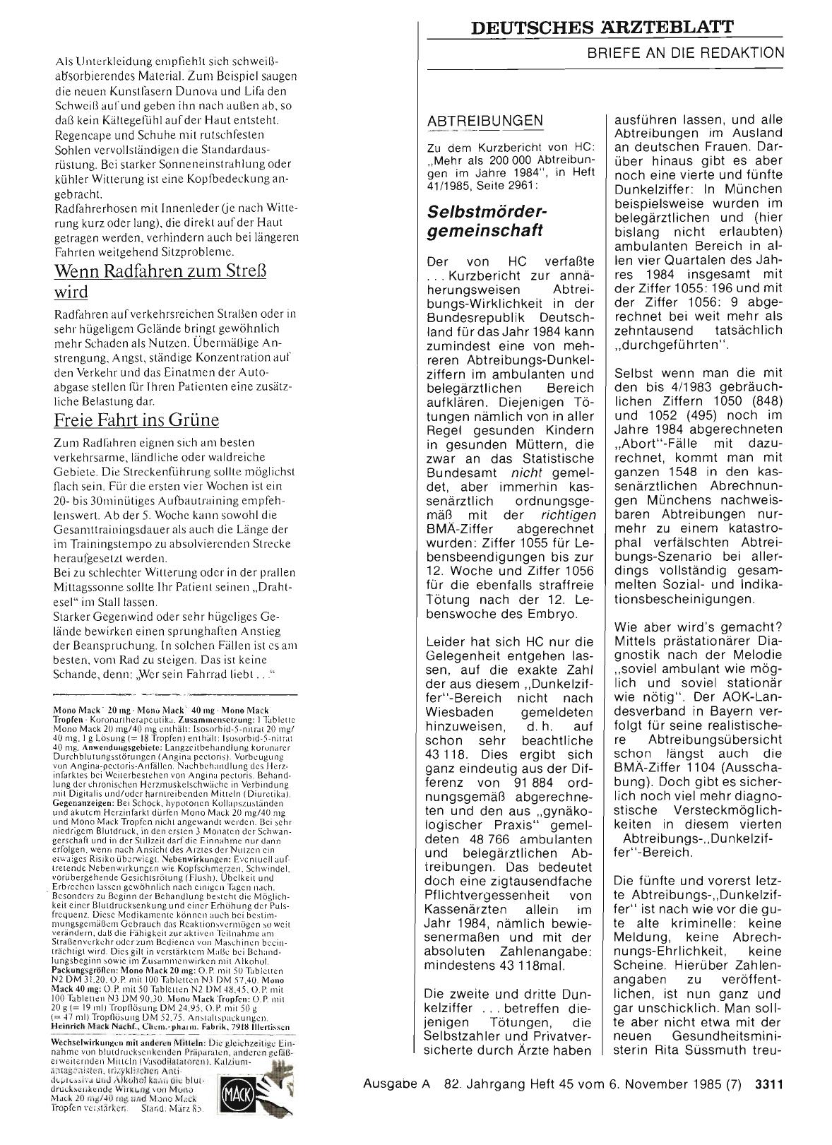 Vorschauseite 1: ABTREIBUNGEN: Selbstmördergemeinschaft