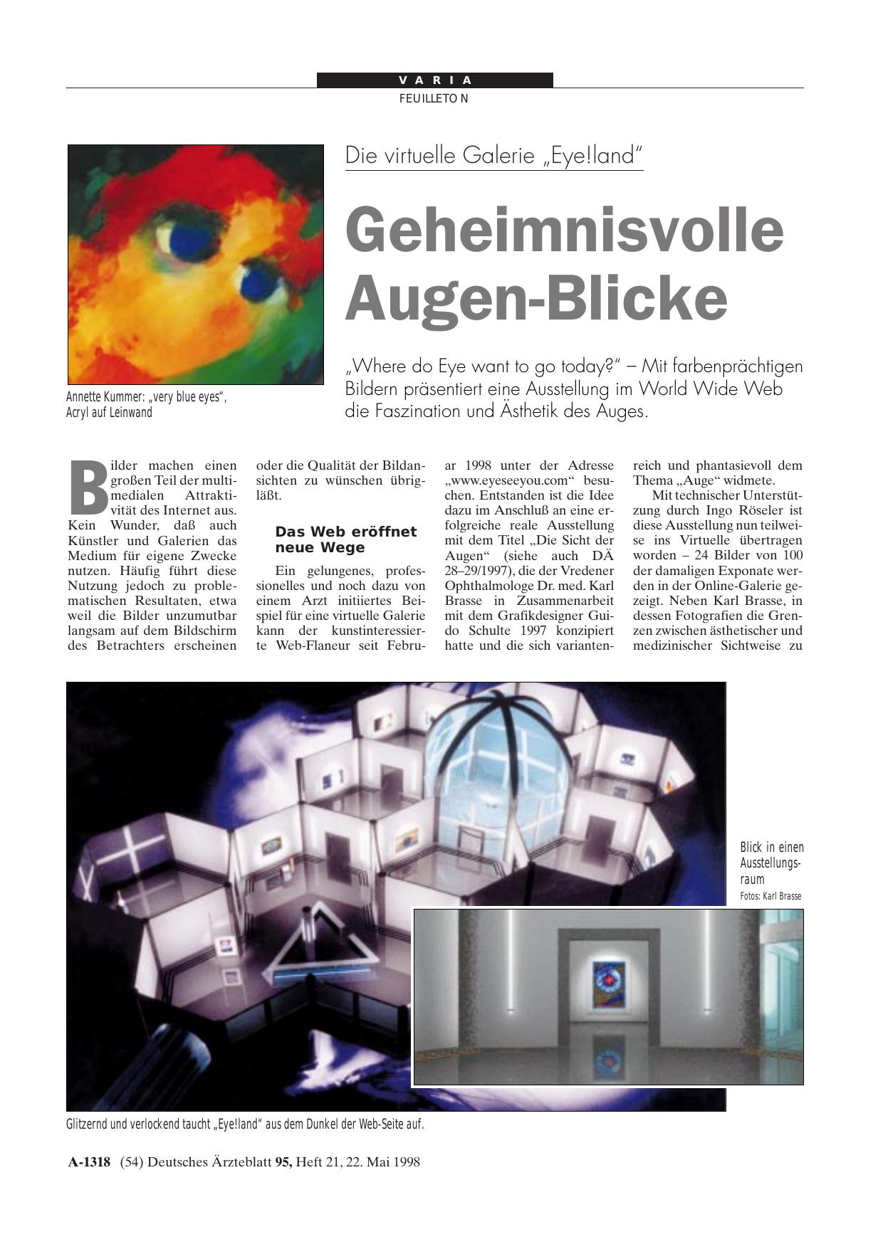 Vorschauseite 1: Die virtuelle Galerie „Eye! land“: Geheimnisvolle Augen-Blicke