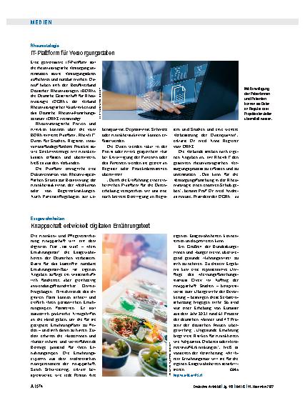 Vorschauseite 1: Rheumatologie: IT-Plattform für Versorgungsdaten