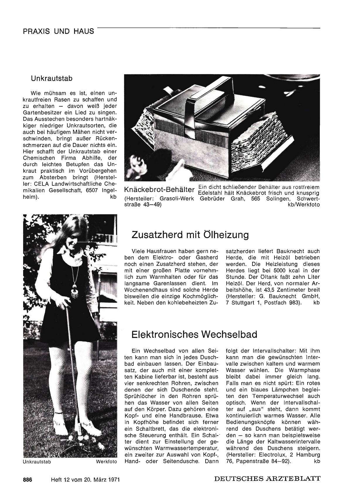 Vorschauseite 1: Unkrautstab / Zusatzherd mit Ölheizung / Elektronisches Wechselbad