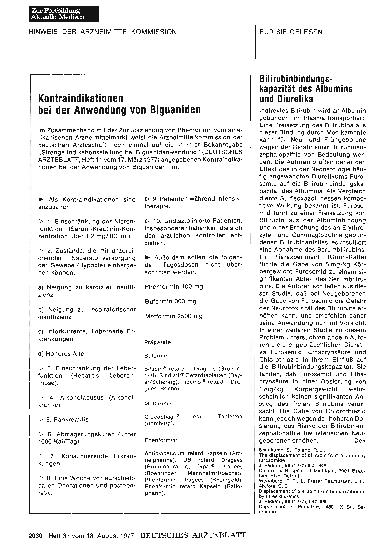 Vorschauseite 1: Kontraindikationen bei der Anwendung von Biguaniden