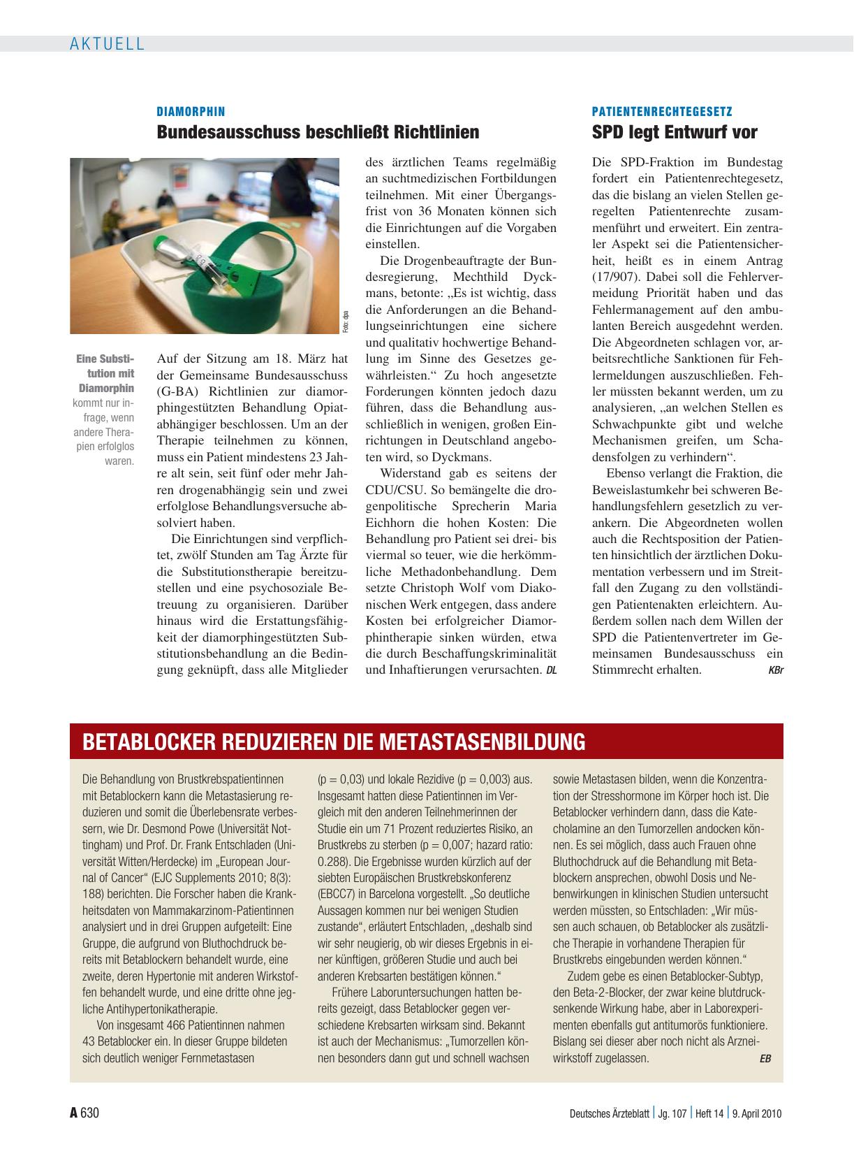 Vorschauseite 1: Patientenrechtegesetz: SPD legt Entwurf vor