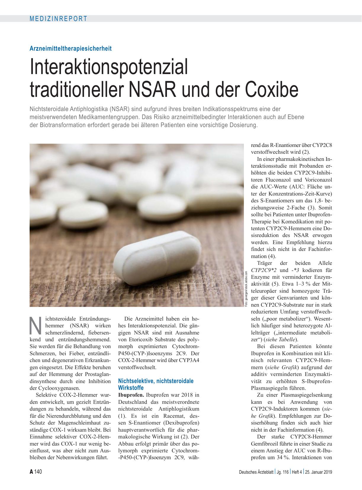 Vorschauseite 1: Arzneimitteltherapiesicherheit: Interaktionspotenzial traditioneller NSAR und der Coxibe