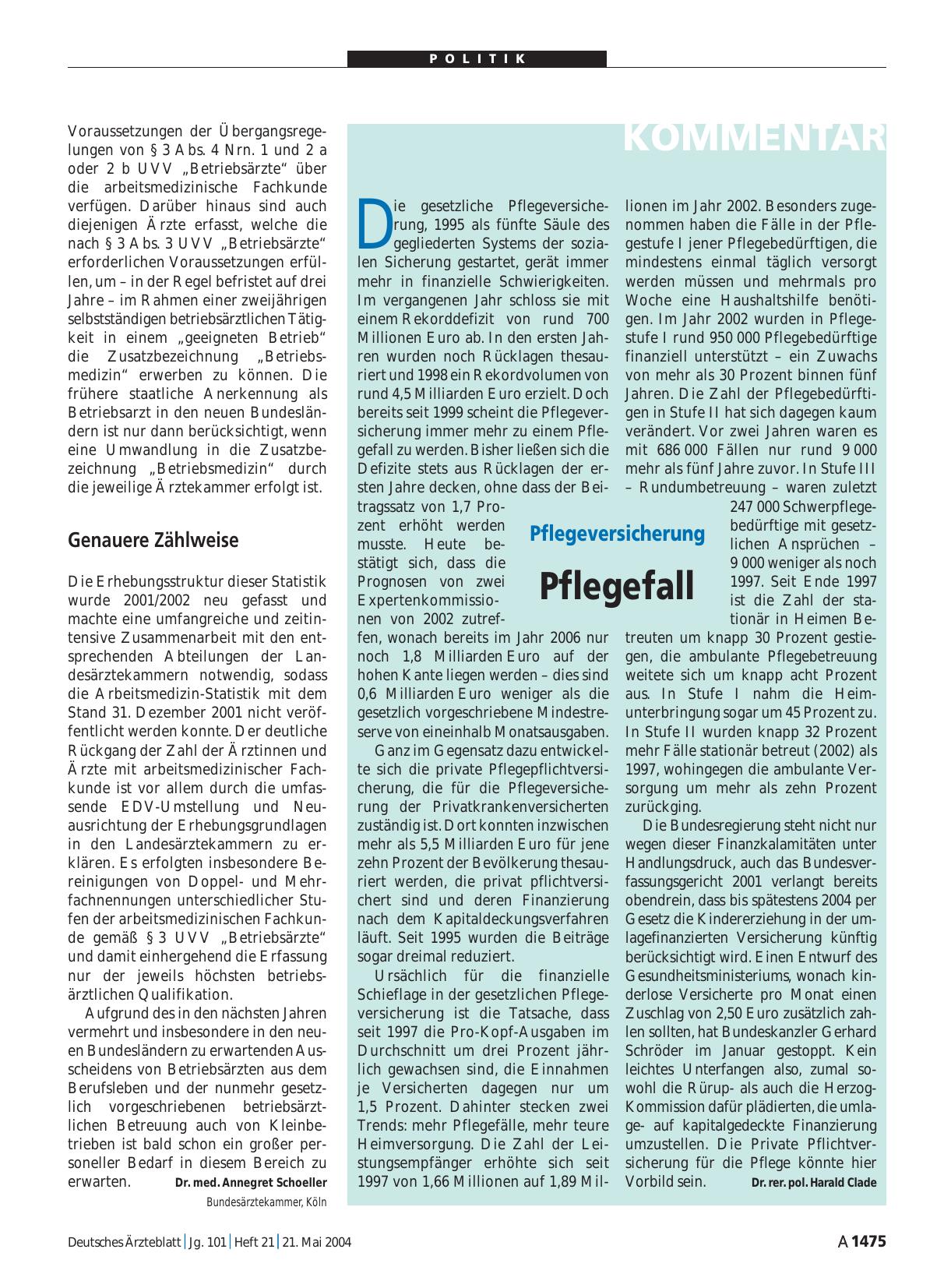 Vorschauseite 1: Pflegeversicherung: Pflegefall