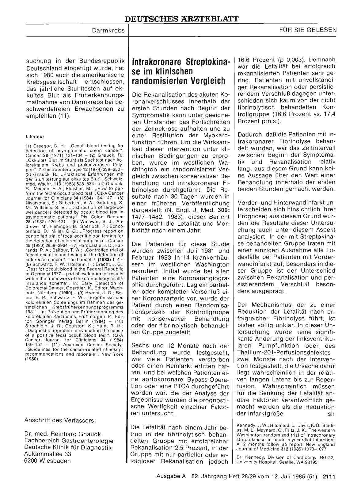 Vorschauseite 1: Intrakoronare Streptokinase im klinischen randomisierten Vergleich