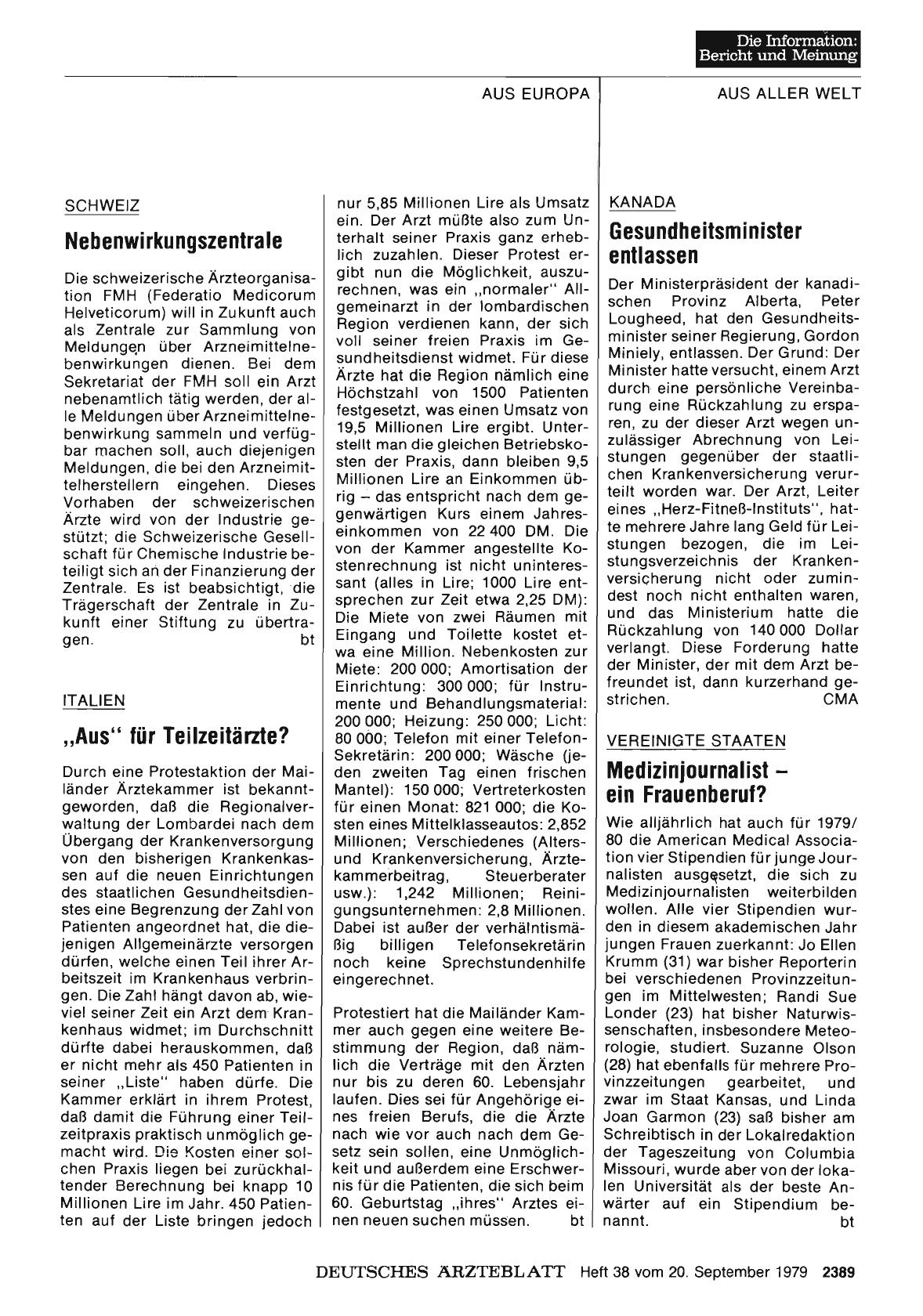 Vorschauseite 1: ITALIEN: „Aus“ für Teilzeitärzte?