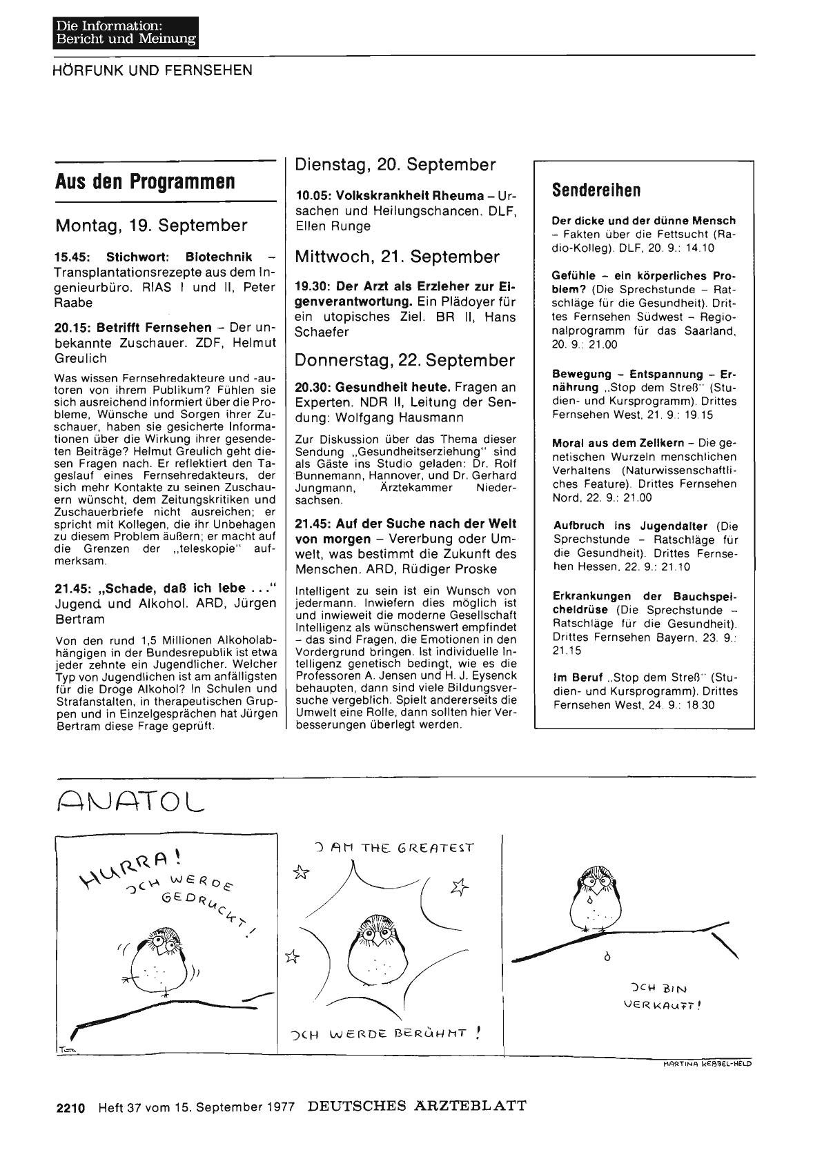 Vorschauseite 1: Aus den Programmen