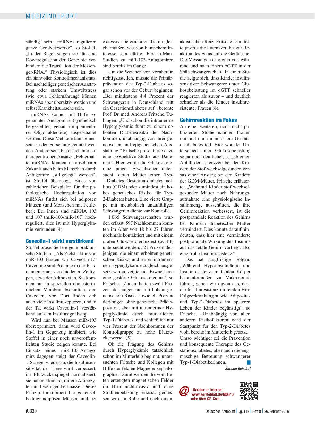 Vorschauseite 2: Diabetes mellitus: Von Genclustern, Antigomeren und fetaler Hirnprägung
