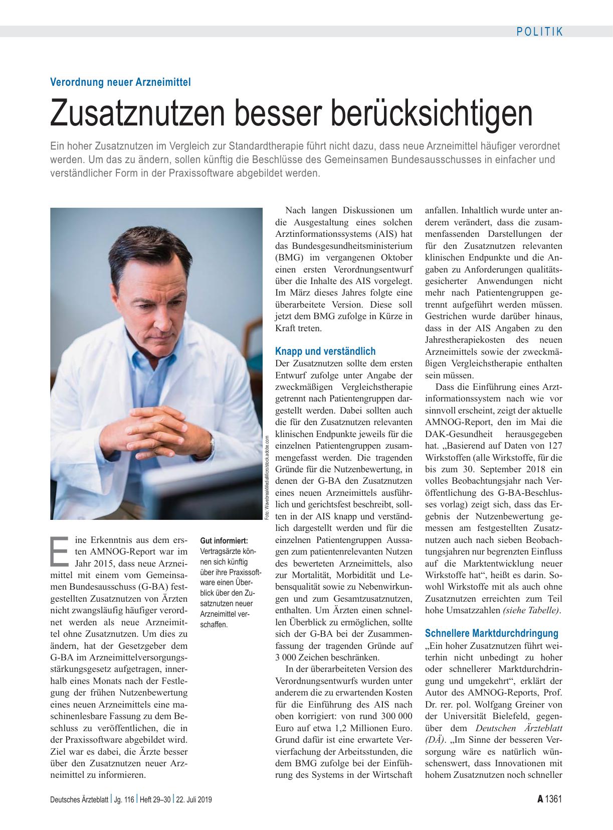 Vorschauseite 1: Verordnung neuer Arzneimittel: Zusatznutzen besser berücksichtigen
