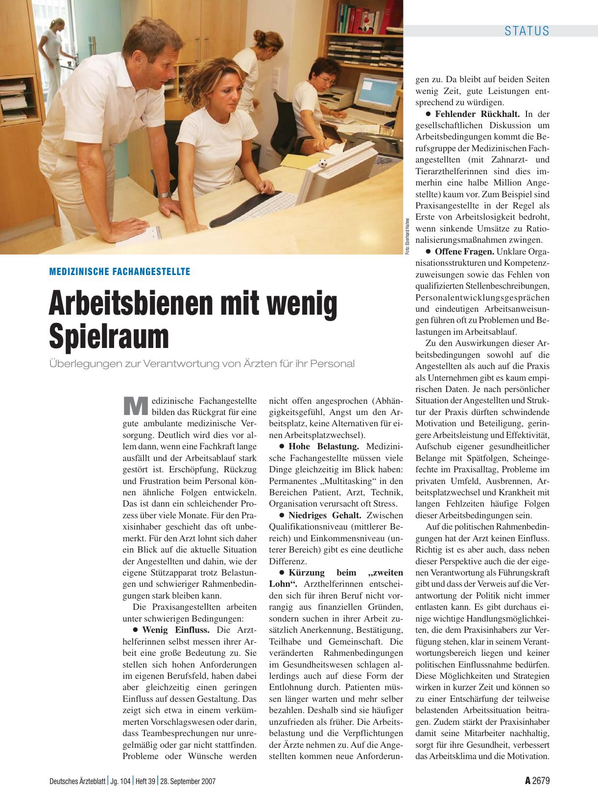 Vorschauseite 1: Medizinische Fachangestellte: Arbeitsbienen mit wenig Spielraum