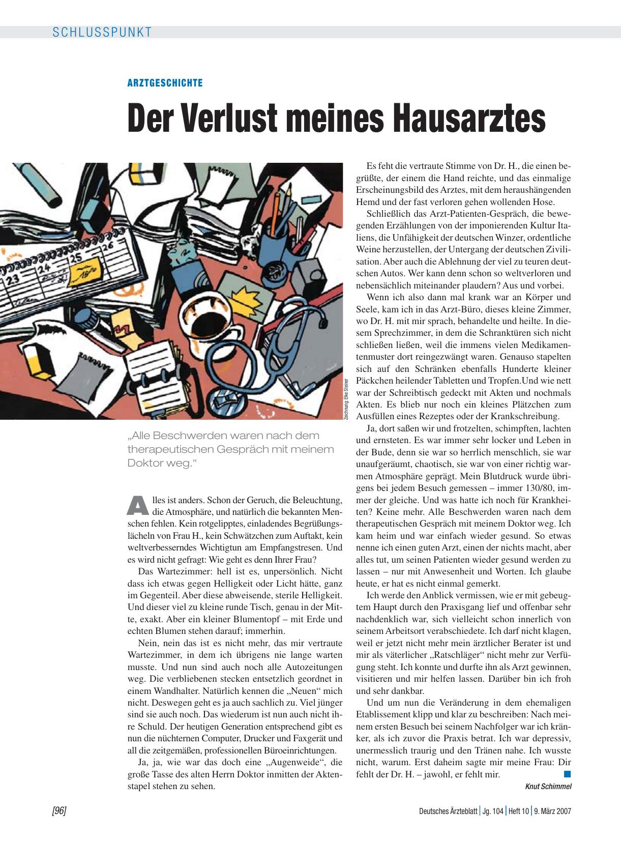 Vorschauseite 1: Arztgeschichte: Der Verlust meines Hausarztes